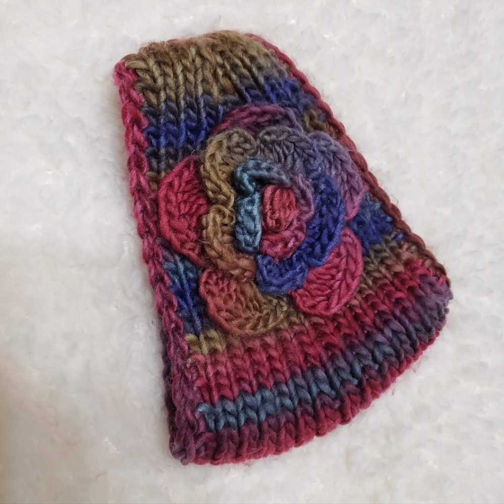 NWT Knit Headband Crochet Flower Ear Warm
